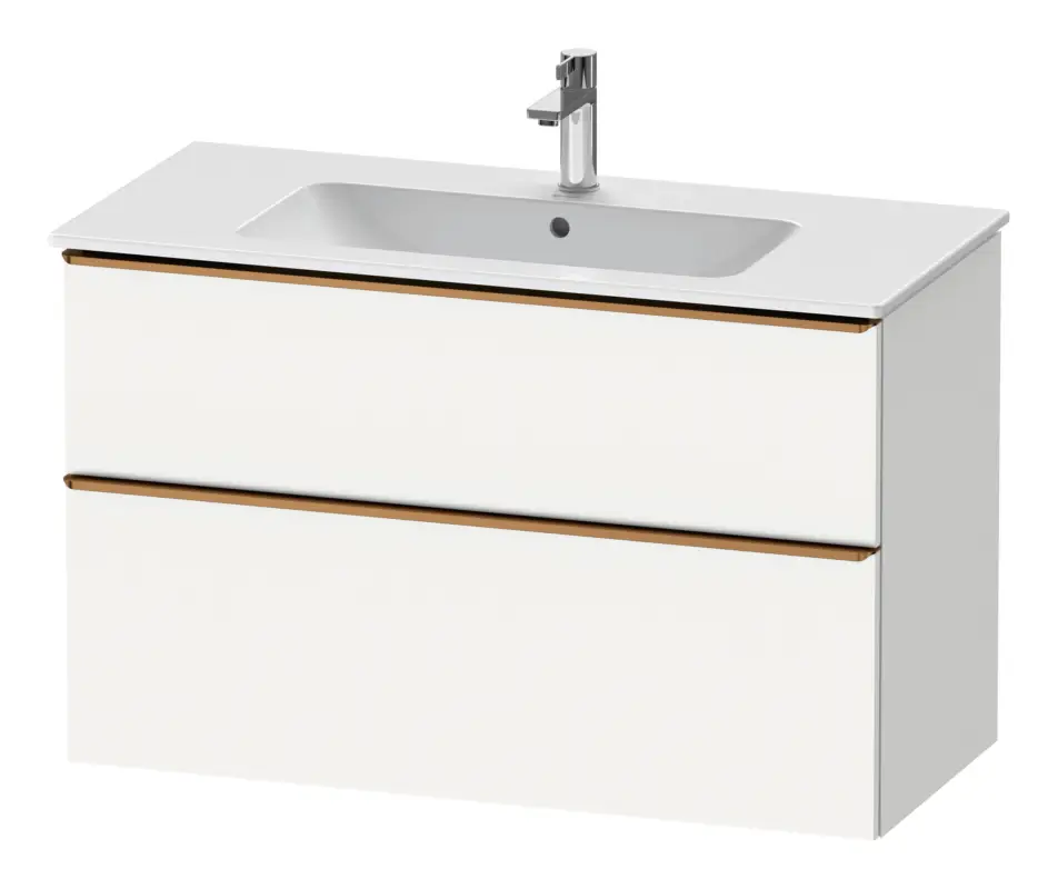 Zertifiziert Duravit D-Neo Waschtischunterschrank mit 2 Auszügen Griff Bronze Gebürstet 1010 x 625 x 462 mm - Weiß Matt