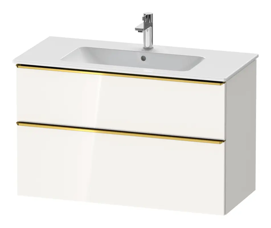 Duravit D-Neo Waschtischunterschrank mit 2 Auszügen Griff Gold Poliert 1010 x 625 x 462 mm - Weiß Hochglanz Ausverkauf