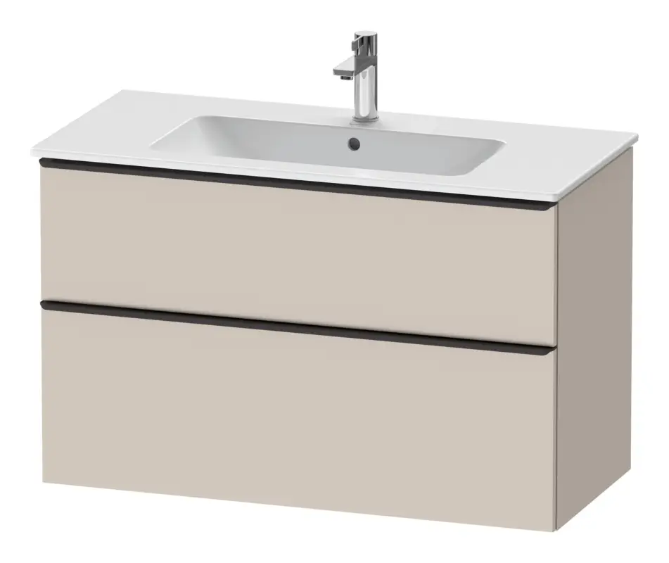 Duravit D-Neo Waschtischunterschrank mit 2 Auszügen Griff Diamantschwarz Matt 1010 x 625 x 462 mm - Taupe Matt Markenware