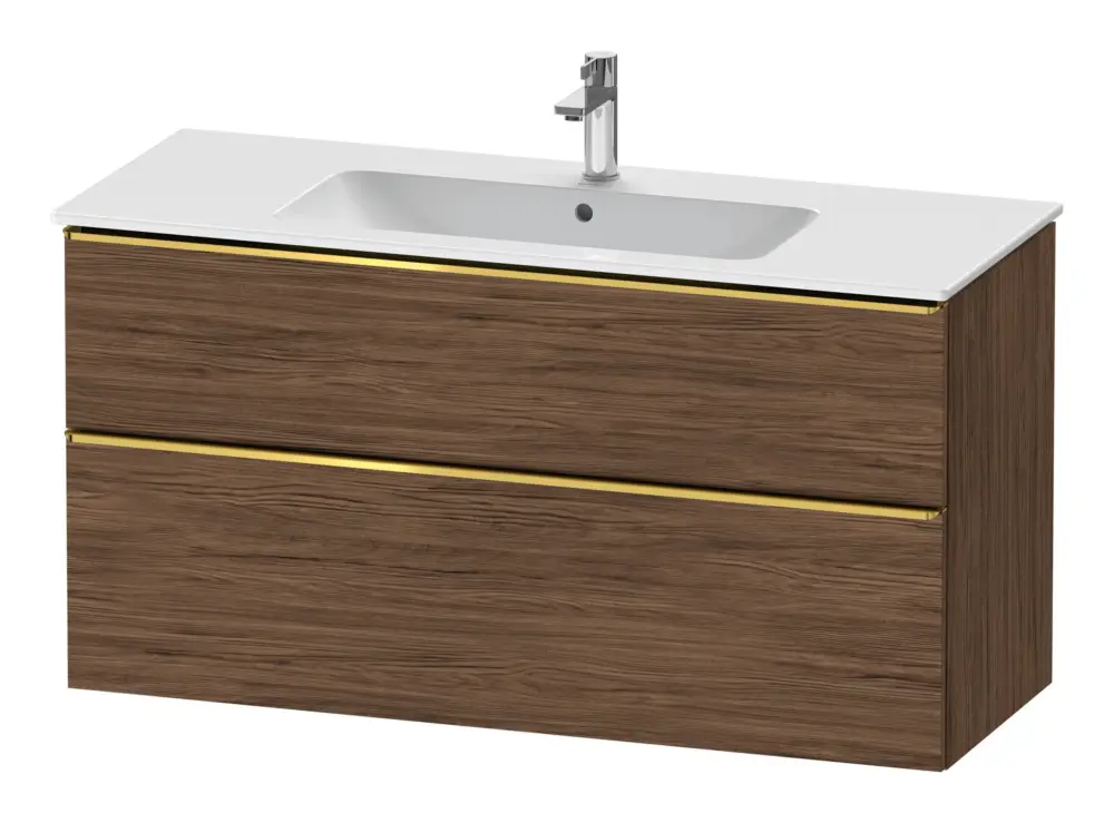 Duravit D-Neo Waschtischunterschrank mit 2 Auszügen Griff Gold Poliert 1210 x 625 x 462 mm - Nussbaum dunkel Matt Knallerangebot