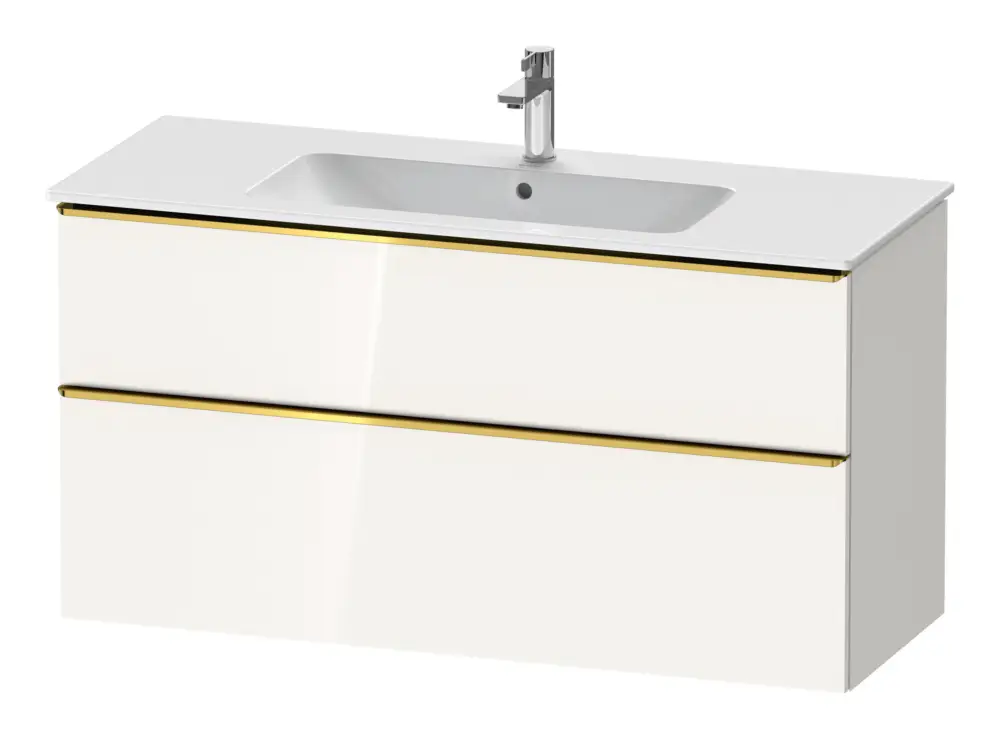 Zertifiziert Duravit D-Neo Waschtischunterschrank mit 2 Auszügen Griff Gold Poliert 1210 x 625 x 462 mm - Weiß Hochglanz