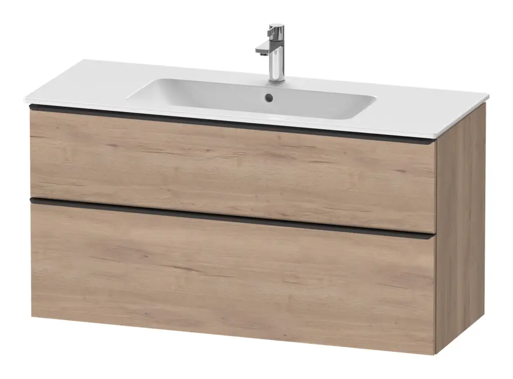 Duravit D-Neo Waschtischunterschrank mit 2 Auszügen Griff Diamantschwarz Matt 1210 x 625 x 462 mm - Eiche Marmoriert Matt Neue Kollektion