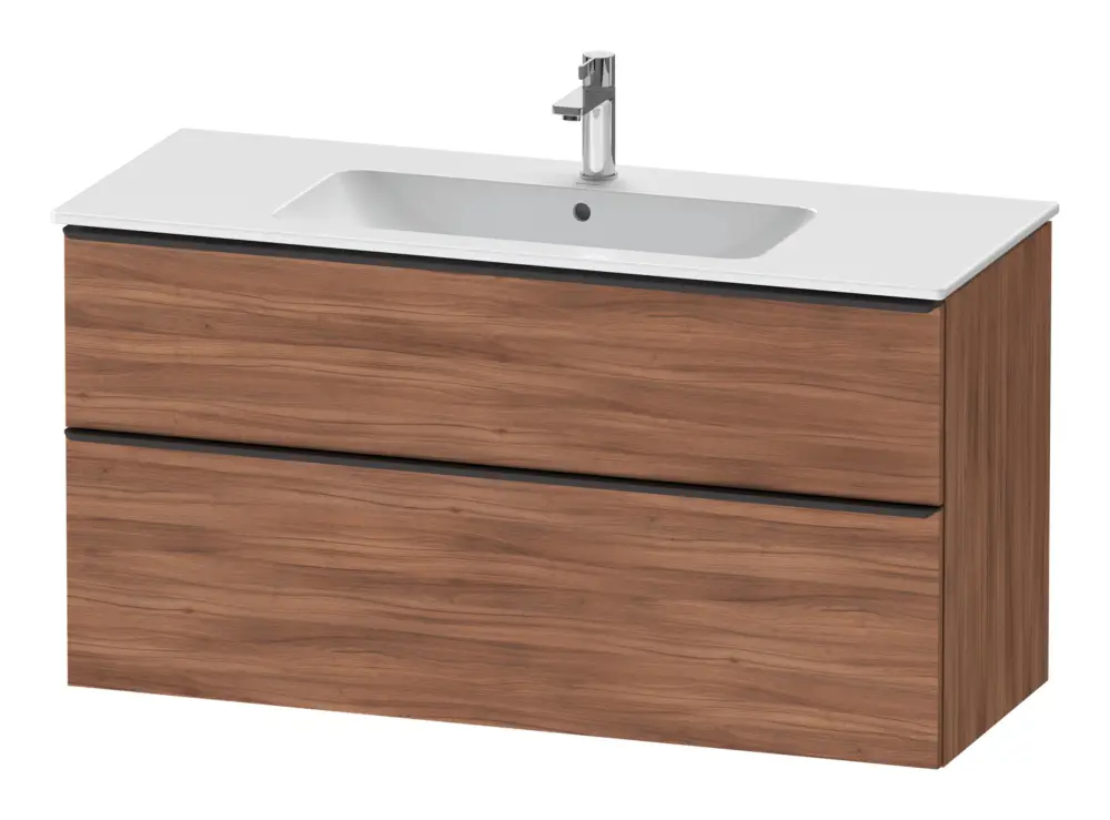 Rabatt Duravit D-Neo Waschtischunterschrank mit 2 Auszügen Griff Diamantschwarz Matt 1210 x 625 x 462 mm - Nussbaum Natur Matt
