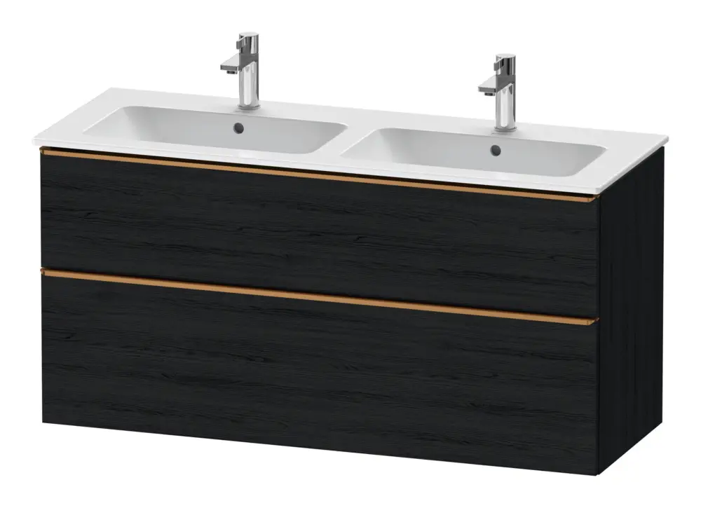 Expressversand Duravit D-Neo Waschtischunterschrank für 2 Becken mit 2 Auszügen Griff Bronze Gebürstet 1280 x 625 x 462 mm - Eiche Schwarz Matt