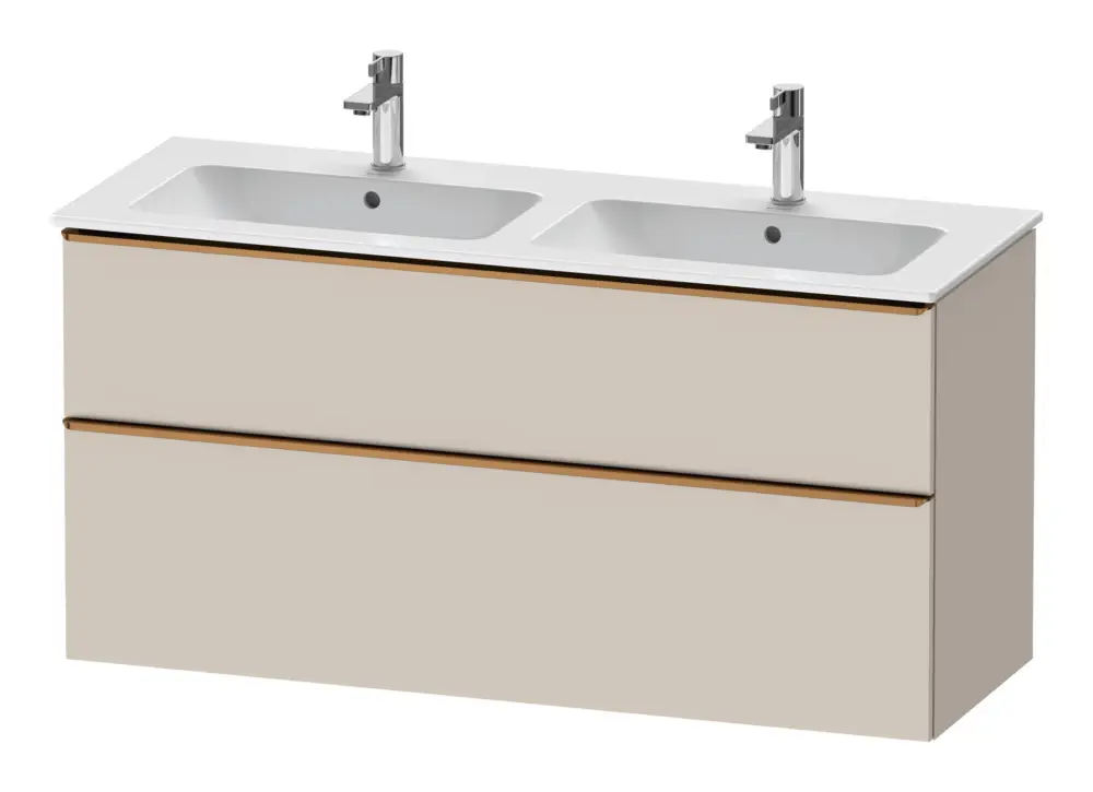 Duravit D-Neo Waschtischunterschrank für 2 Becken mit 2 Auszügen Griff Bronze Gebürstet 1280 x 625 x 462 mm - Taupe Matt Sonderangebot