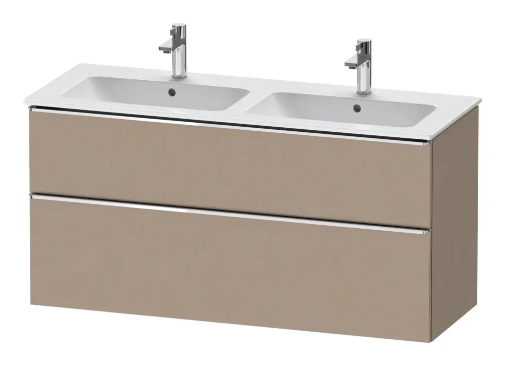Ausverkauf Duravit D-Neo Waschtischunterschrank für 2 Becken mit 2 Auszügen Griff Chrom Hochglanz 1280 x 625 x 462 mm - Leinen Matt
