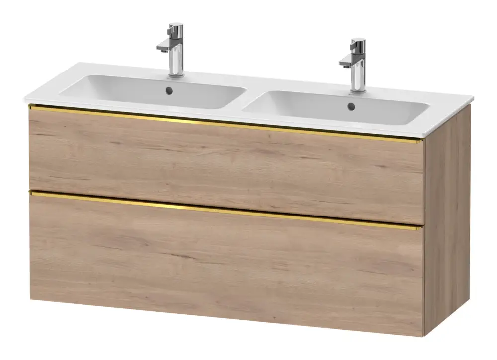 Sichere Zahlung Duravit D-Neo Waschtischunterschrank für 2 Becken mit 2 Auszügen Griff Gold Poliert 1280 x 625 x 462 mm - Eiche Marmoriert Matt