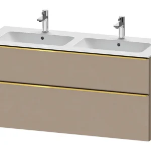 Abverkauf Duravit D-Neo Waschtischunterschrank für 2 Becken mit 2 Auszügen Griff Gold Poliert 1280 x 625 x 462 mm - Leinen Matt