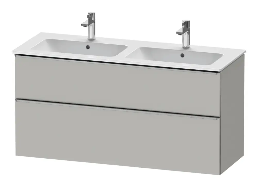 Neue Ware Duravit D-Neo Waschtischunterschrank für 2 Becken mit 2 Auszügen Griff Edelstahl Gebürstet 1280 x 625 x 462 mm - Betongrau Matt