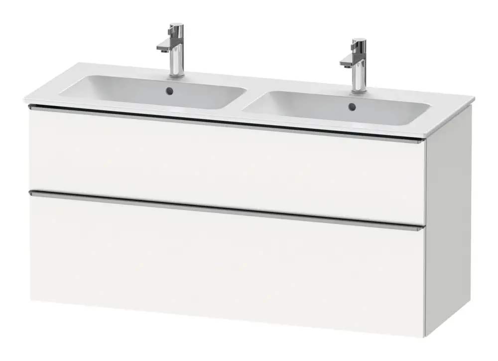 Neu Im Sortiment Duravit D-Neo Waschtischunterschrank für 2 Becken mit 2 Auszügen Griff Edelstahl Gebürstet 1280 x 625 x 462 mm - Weiß Matt