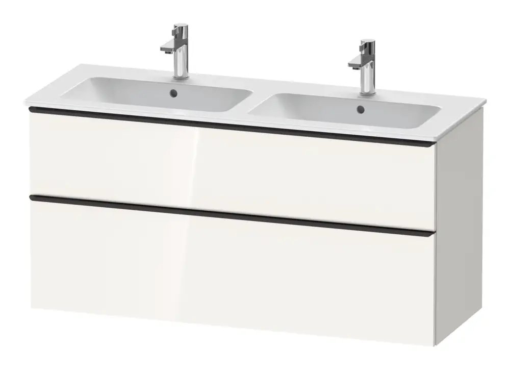 Preiswert Duravit D-Neo Waschtischunterschrank für 2 Becken mit 2 Auszügen Griff Diamantschwarz Matt 1280 x 625 x 462 mm - Weiß Hochglanz