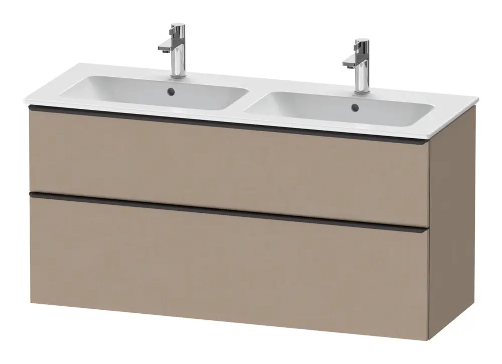 Duravit D-Neo Waschtischunterschrank für 2 Becken mit 2 Auszügen Griff Diamantschwarz Matt 1280 x 625 x 462 mm - Leinen Matt Garantierte Lieferung