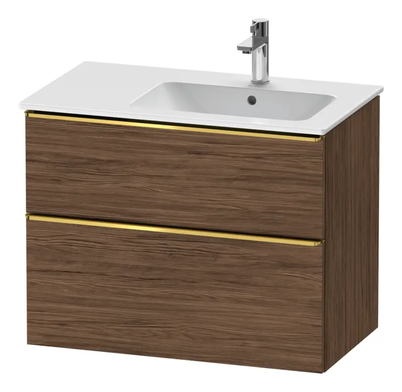 Jetzt Kaufen Duravit D-Neo Waschtischunterschrank mit 2 Auszügen Griff Gold Poliert 810 x 625 x 462 mm - Nussbaum dunkel Matt