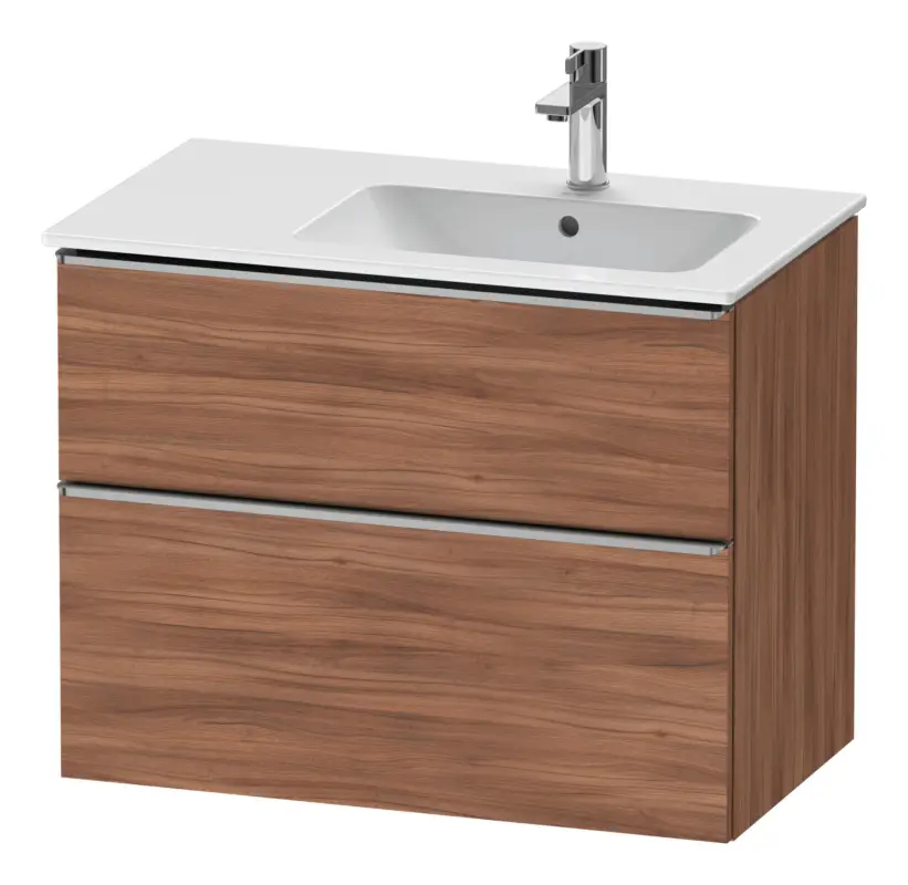 Markenprodukt Duravit D-Neo Waschtischunterschrank mit 2 Auszügen Griff Edelstahl Gebürstet 810 x 625 x 462 mm - Nussbaum Natur Matt