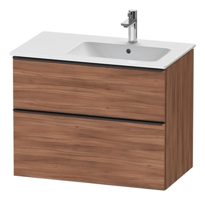 Preis Gesenkt Duravit D-Neo Waschtischunterschrank mit 2 Auszügen Griff Diamantschwarz Matt 810 x 625 x 462 mm - Nussbaum Natur Matt