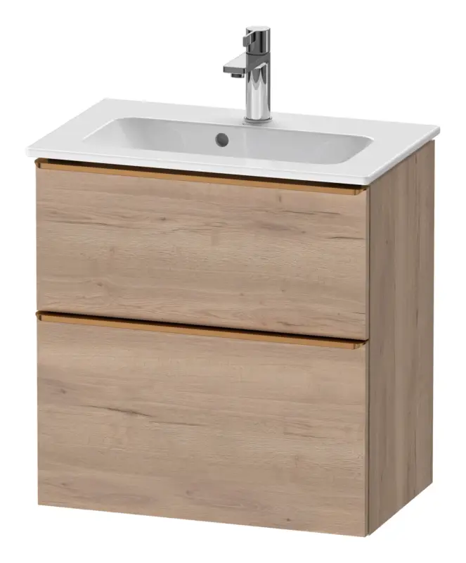 Neue Ware Duravit D-Neo Waschtischunterschrank mit 2 Auszügen Griff Bronze Gebürstet 610 x 625 x 372 mm - Eiche Marmoriert Matt