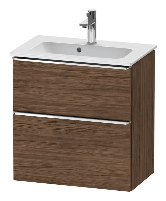Sale Duravit D-Neo Waschtischunterschrank mit 2 Auszügen Griff Chrom Hochglanz 610 x 625 x 372 mm - Nussbaum dunkel Matt