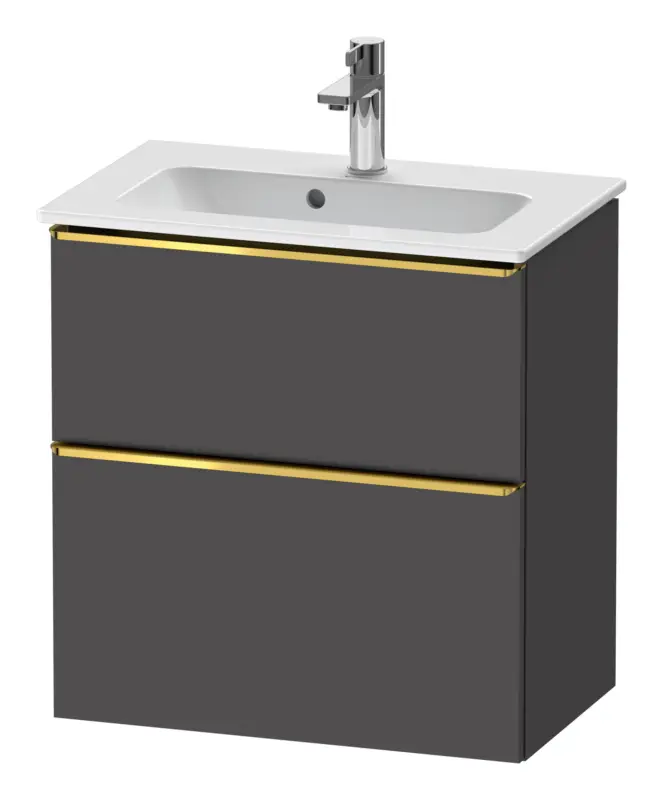 Aktuell Duravit D-Neo Waschtischunterschrank mit 2 Auszügen Griff Gold Poliert 610 x 625 x 372 mm - Graphit Matt