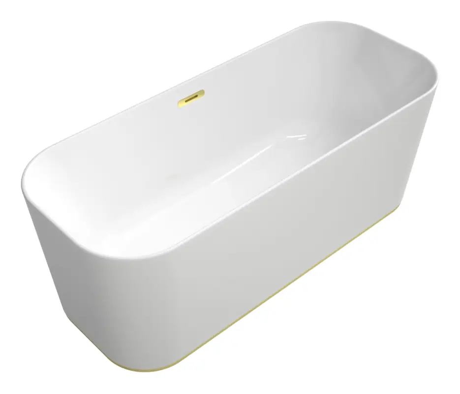 Preisreduziert Villeroy & Boch Finion Freistehende Badewanne mit Design-Ring und Emotion-Funktion 1700 x 700 mm - Weiß Alpin / Gold