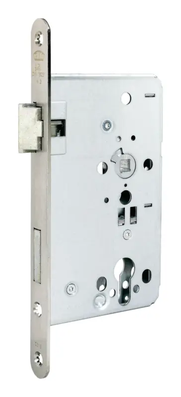 BKS Objekttür-Einsteckschloss, PZ, 65/72/8,24 rund B-515, mit Wechsel , DL, nickelsilber Markenware