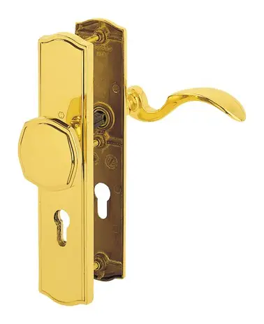 Neuheit Hoppe Meran Messing-Schutz-Langschild-Wechsel-Garnitur M57/371A/370/112SH, links, Profilzylinder, mit Stahlanbohrschutz für Außen-/Wohnungsabschluss-Türen (37-42 mm) - poliert