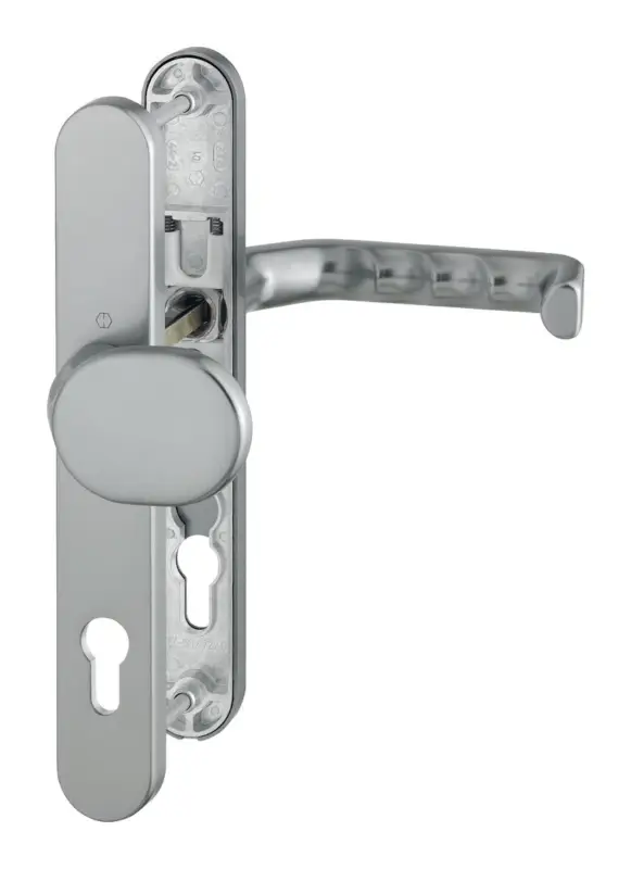 Hoppe Liverpool Aluminium-Schmalschild-Wechsel-Garnitur 86G/3357N/1313G, Profilzylinder, gekröpfter Knopf/Türgriff, für Profiltüren - stahlfarben Schnäppchen