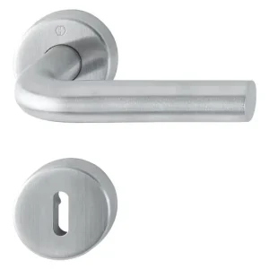 Hoppe Bonn Edelstahl-Rosetten-Türgriff-Garnitur E150/42H/42HKVS, Ovalbart, mit Schlüsselrosetten für Innentüren (40-45 mm) - matt Super-Preis