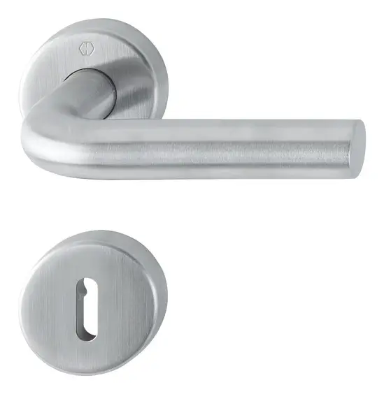 Hoppe Bonn Edelstahl-Rosetten-Türgriff-Garnitur E150/42H/42HKVS, Ovalbart, mit Schlüsselrosetten für Innentüren (40-45 mm) - matt Super-Preis