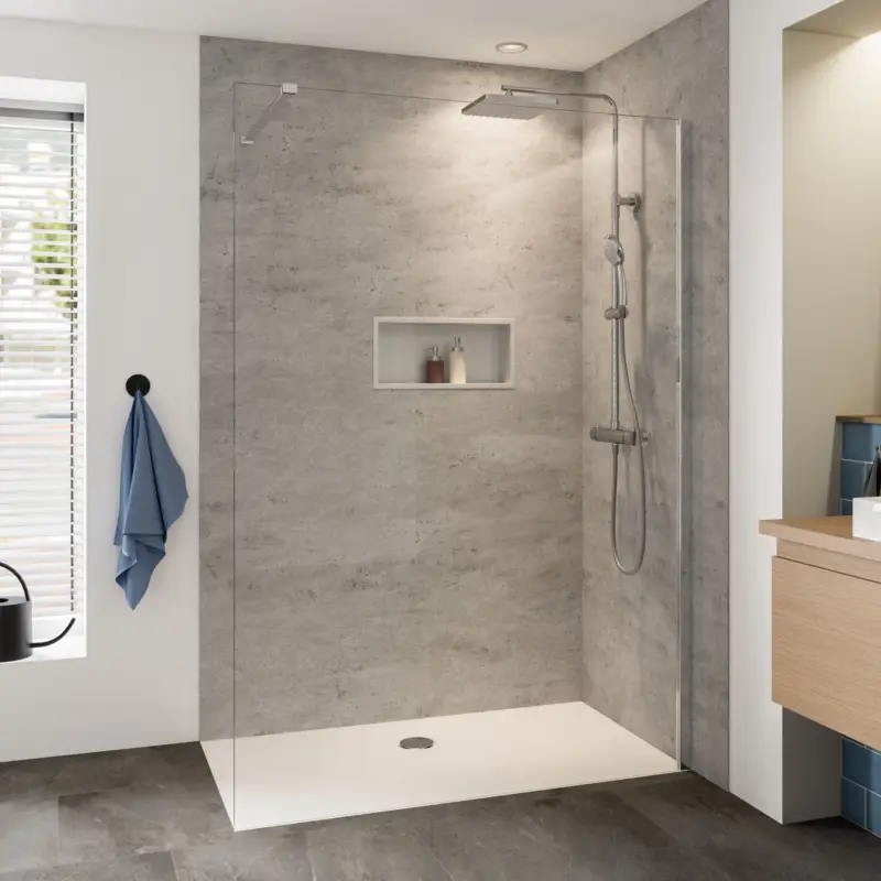 Breuer Panorama Walk-In Duschwand alleinstehend Klarglas hell 100 cm - Alu Chromeffekt Preis Gesenkt