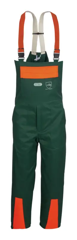 Aktuell Forest Jack Schnittschutzlatzhose Des.A, Cl.1,56, grün/orange