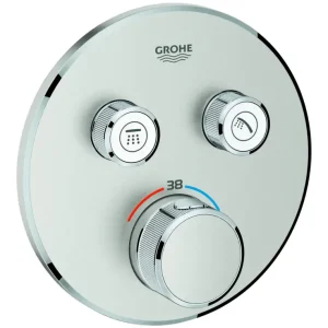 Billig Grohe Grohtherm SmartControl Thermostat mit 2 Absperrventilen Design rund - Supersteel