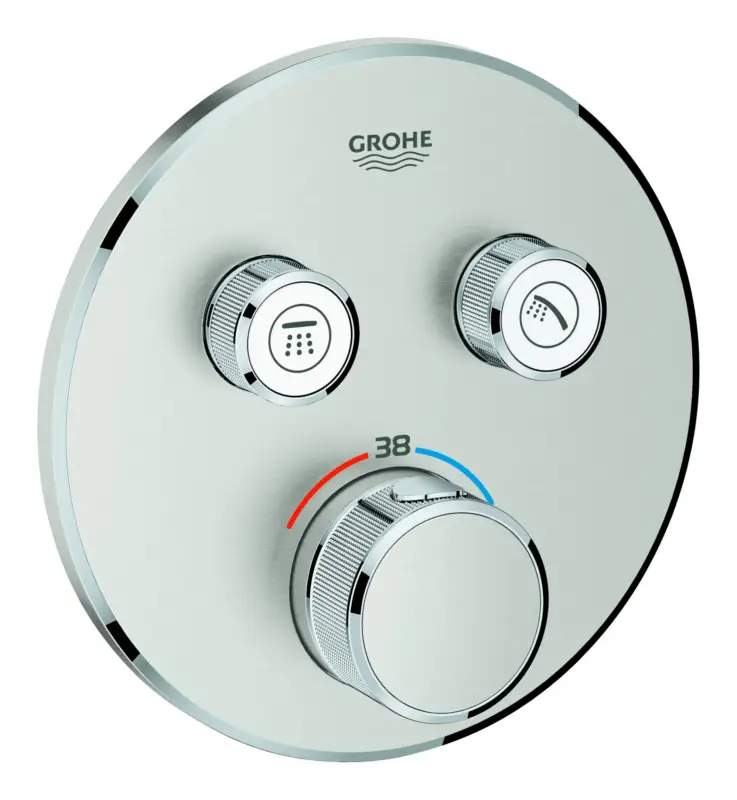 Billig Grohe Grohtherm SmartControl Thermostat mit 2 Absperrventilen Design rund - Supersteel