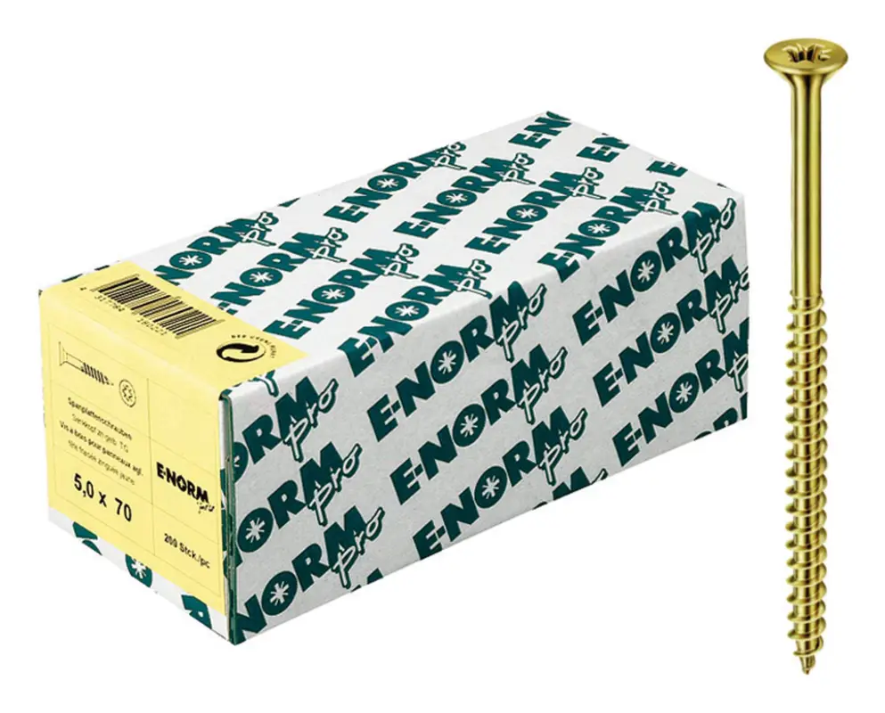 Bestseller E-NORMpro Spanplattenschrauben Senkkopf verzinkt gelb Teilgewinde Kreuzschlitz PZ D 3,5 x 25 / 18 mm(Verpackungseinheit: 200Stück)