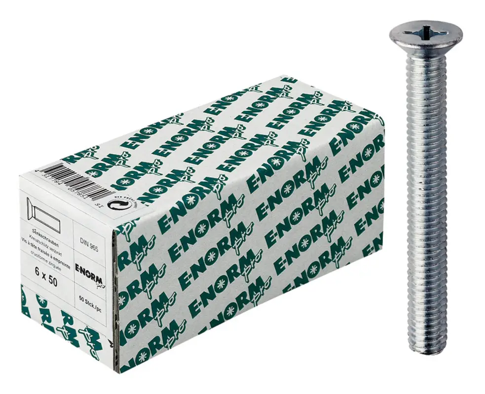 Super-Preis E-NORMpro Senkkopfschraube DIN 965 4.8 Kreuzschlitz H galvanisch verzinkt M5 x 40 mm(Verpackungseinheit: 100Stück)