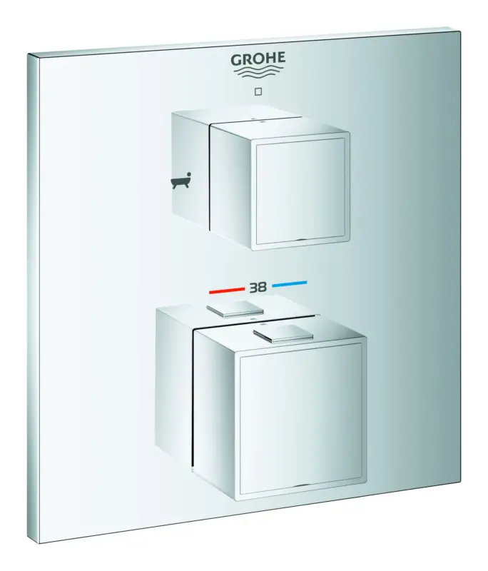 Grohe Grohtherm Cube Thermostat-Wannenbatterie mit integrierter 2-Wege-Umstellung - Chrom Echt