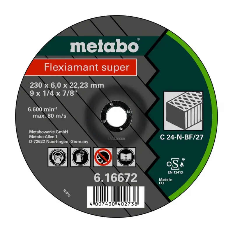 Metabo Flexiamant super 125 x 6 x 22,23 Stein Schruppscheibe gekröpfte Ausführung(Verpackungseinheit: 25Stück) Geprüft