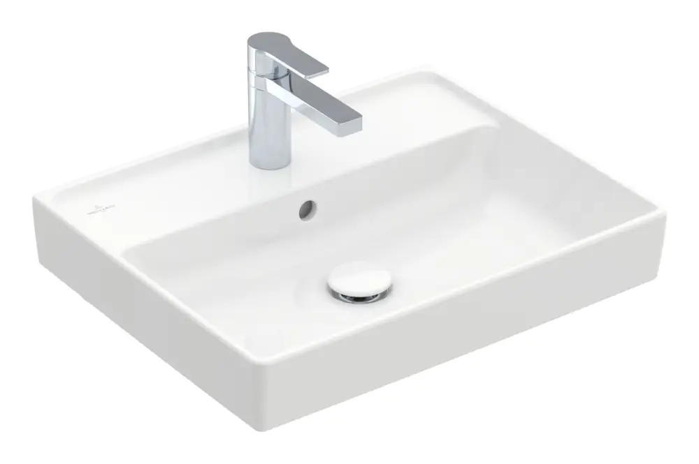 Aktuell Villeroy & Boch Collaro Waschbecken für Möbel mit 1 Hahnloch mit Überlauf Unterseite ungeschliffen 550 x 440 x 160 mm - Weiß Alpin mit CeramicPlus