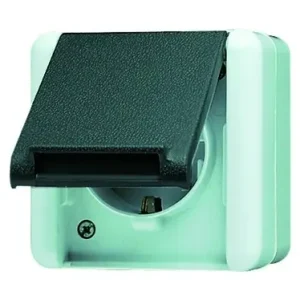 Highlight Jung Steckdose 1fach grau glänzend Aufputz horizontal/vertikal mit Klappdeckel IP44, 16 A, 250 V Komplettgehäuse
