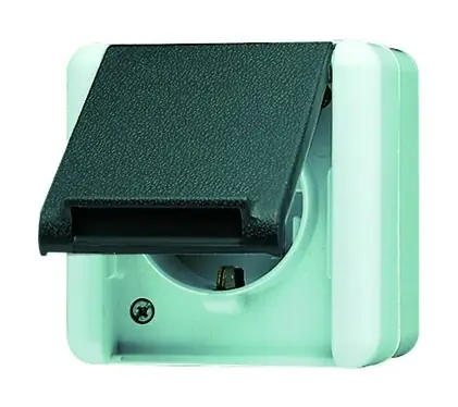 Highlight Jung Steckdose 1fach grau glänzend Aufputz horizontal/vertikal mit Klappdeckel IP44, 16 A, 250 V Komplettgehäuse