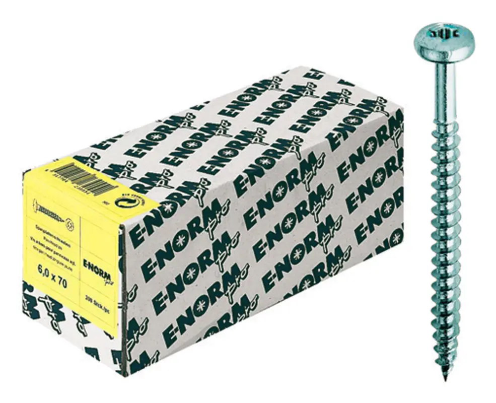 Abverkauf E-NORMpro Spanplattenschrauben Pan-Head / Rundkopf verzinkt Innenstern TX 4 x 40 mm(Verpackungseinheit: 500Stück)