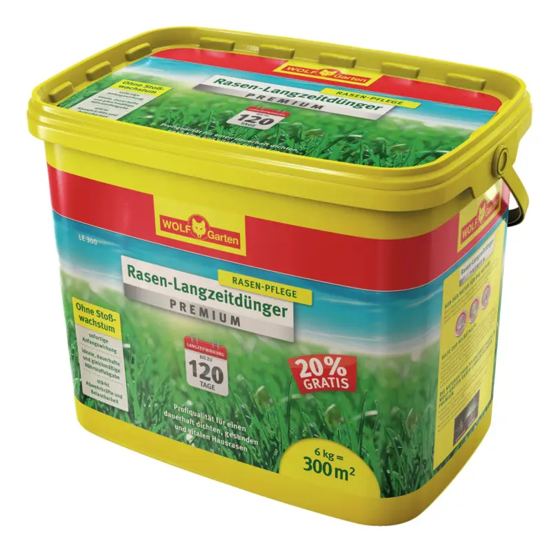 Neuheit Wolf Garten Rasen-Lanzeitdünger 6 kg LE 300 Premium
