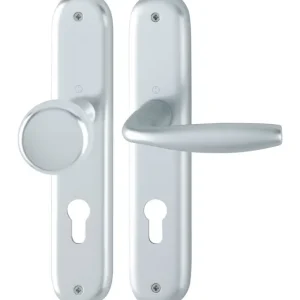 Finale Aktion Hoppe New York Aluminium-Langschild-Wechsel-Garnitur 53/273P/1810, Profilzylinder, für Wohnungsabschluss-Türen - silberfarben