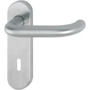 Hoppe Paris Edelstahl-Kurzschild-Türgriff-Garnitur E138/353KH, Ovalbart, für Innentüren (40-45 mm) - matt Preisreduziert