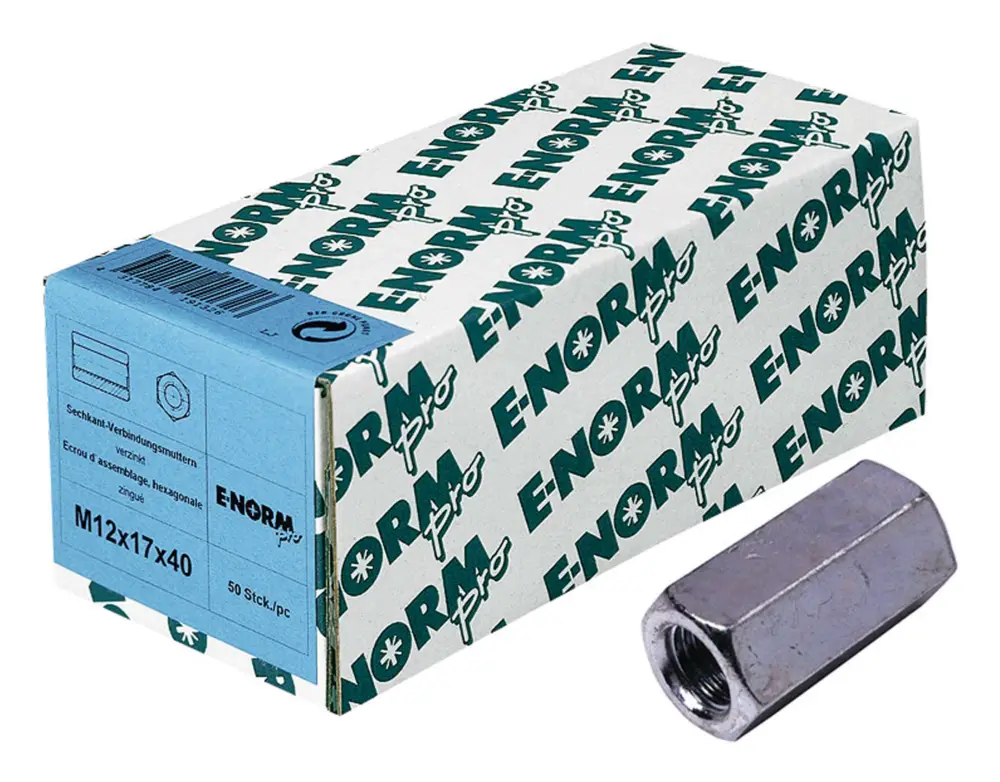 E-NORMpro Verbindungsmuffe 6-kant 4.8 galvanisch verzinkt M8 x 30 x 11 mm(Verpackungseinheit: 100Stück) Schneller Versand