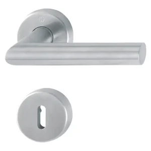 Hoppe Amsterdam Edelstahl-Rosetten-Türgriff-Garnitur E1400/42H/42HKVS, Ovalbart, mit Schlüsselrosetten für Innentüren (40-45 mm) - matt Beliebt