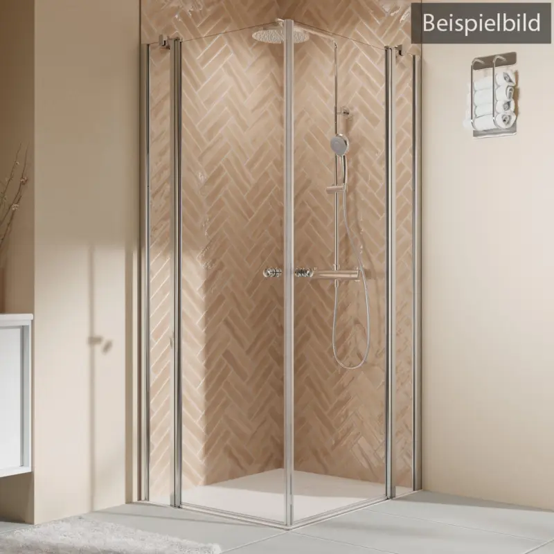 Finale Aktion Breuer Elana 2.0 rund Eckeinstieg Drehtür mit Festteil 4-teilig Bronce getönt 120 x 120 cm - Alu Silber matt