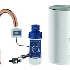 Top-Angebot Grohe Red Mono Standventil mit C-Auslauf und Boiler Größe M - Warm Sunset gebürstet