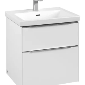 Villeroy & Boch Subway 3.0 Waschbeckenunterschrank für Becken mittig 2 Auszüge 572 x 576 x 462 mm - Pure White / Aluminium glänzend Direkt Vom Hersteller