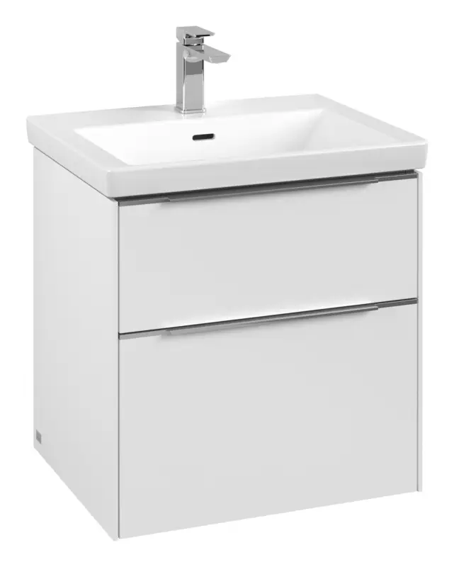 Villeroy & Boch Subway 3.0 Waschbeckenunterschrank für Becken mittig 2 Auszüge 572 x 576 x 462 mm - Pure White / Aluminium glänzend Direkt Vom Hersteller