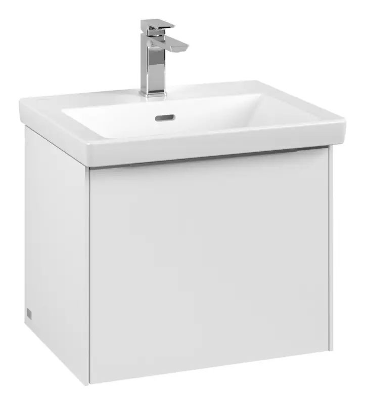 Heißes Angebot Villeroy & Boch Subway 3.0 Waschbeckenunterschrank für Becken mittig 1 Auszug 523 x 429 x 432 mm - Pure White / Aluminium glänzend